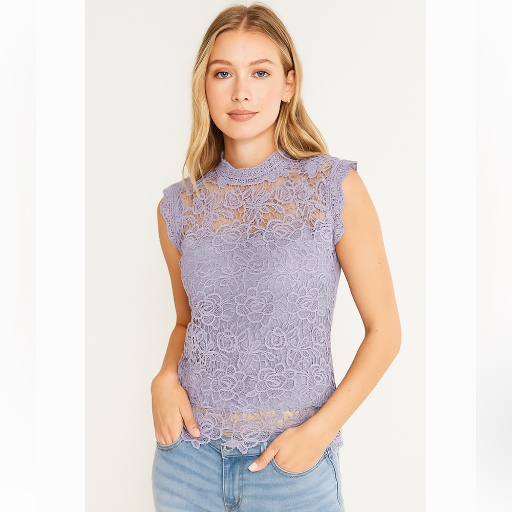 Nanette Lapore lace sleeveless top lilac purple XS